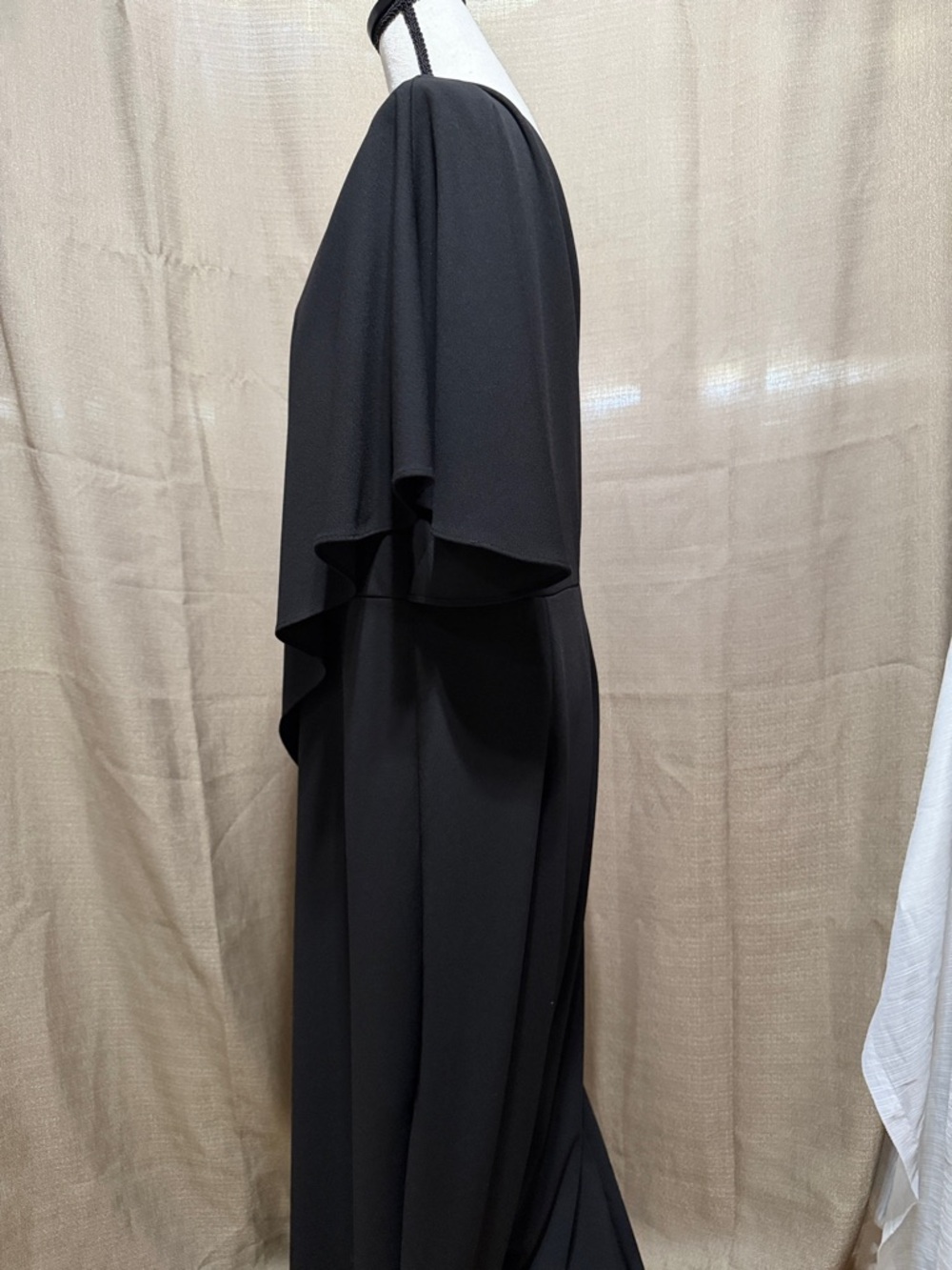 Adrianna Papell Black One-Shoulder Draped Jumper Pants / Formal Sz 14 - Picture 6 of 8
